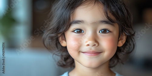 Portrait of an asian child looking at the camera