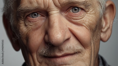 Close-up Hyper-Realistic Portrait of Elderly Man.