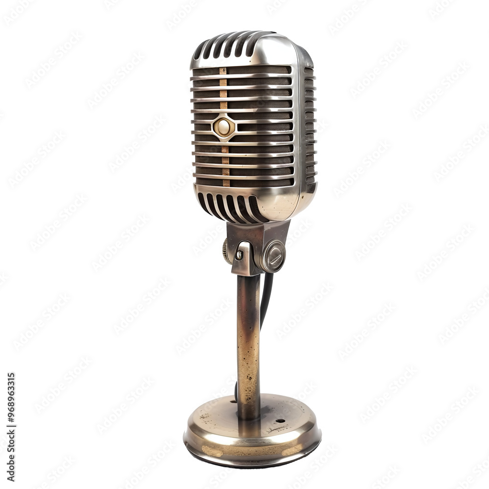 Fototapeta premium Retro microphone on transparent background PNG