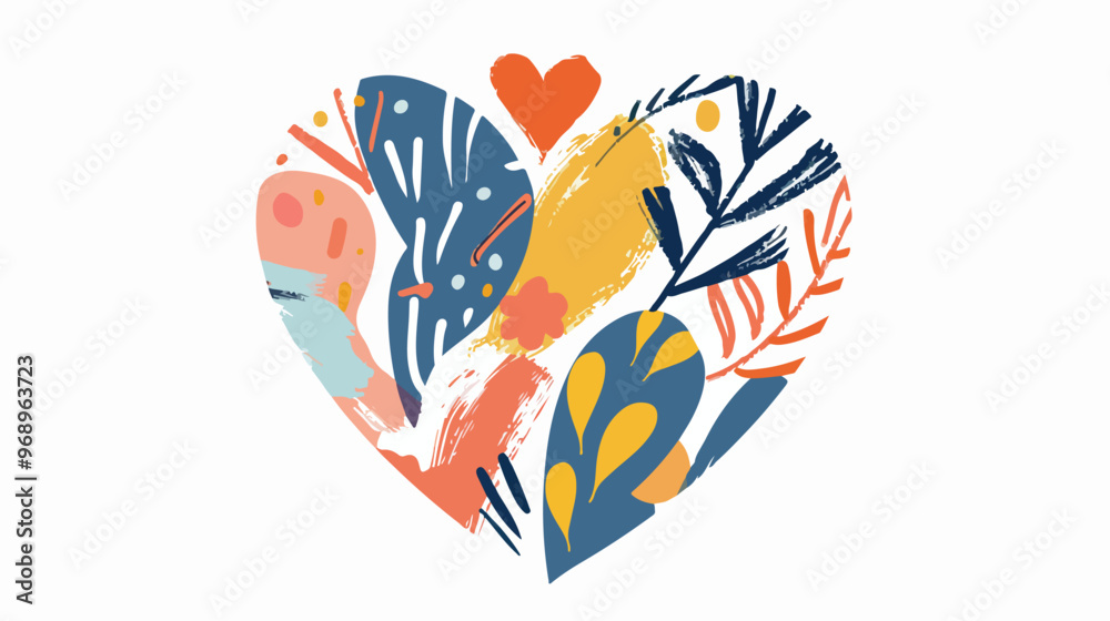 Naklejka premium Abstract Boho Heart Vector Isolated on White Background