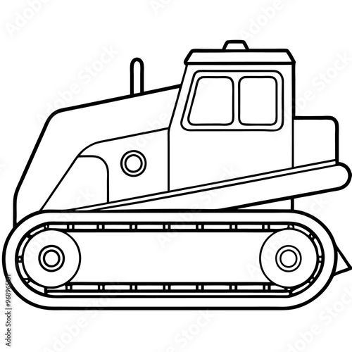 crawler dozer machine outline coloring book page line art drawing