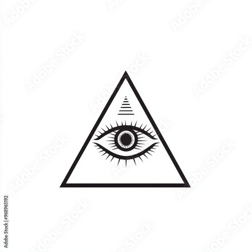 Symbol of illuminati line with an all-seeing eye. An isolated modern element.