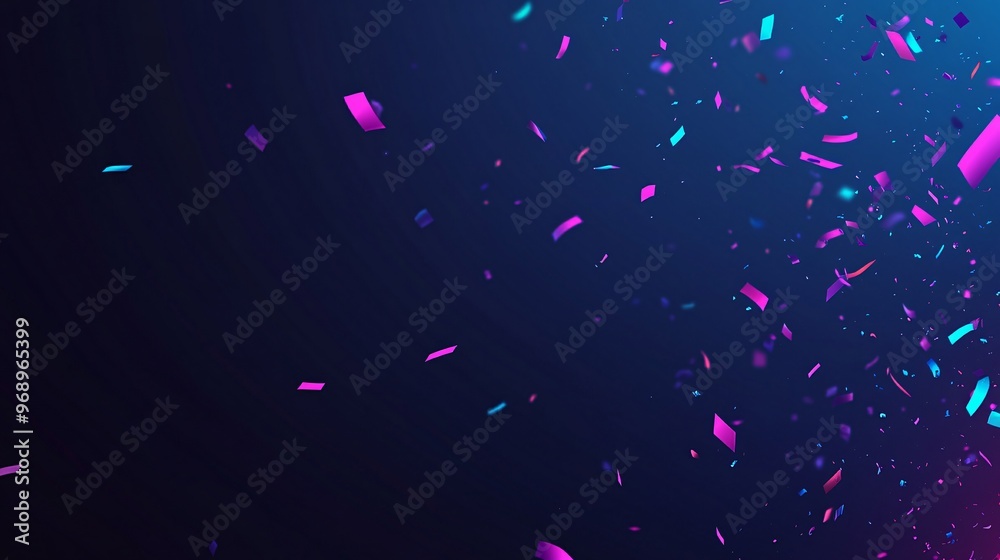 Colorful confetti falling against a dark background, creating a festive atmosphere. Colorful confetti falling against a dark background, creating a festive atmosphere.