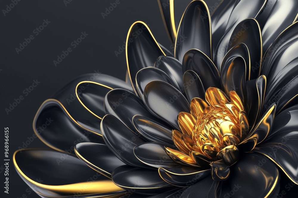 This is a fractal flower with golden and black liquid marble background, resin geodes and abstract art, as well as functional art, like a watercolor geode painting. Created by using AI, this is a 3D This is a fractal flower with golden and black liquid marble background, resin geodes and abstract art, as well as functional art, like a watercolor geode painting. Created by using AI, this is a 3D