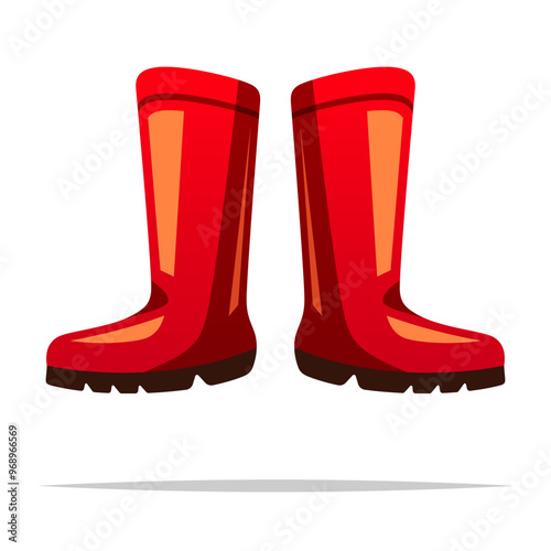 Red rubber boots vector isolated illustration