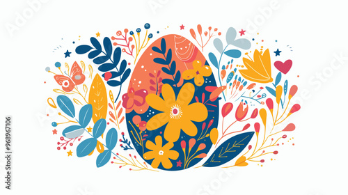Elegant Decorative Easter Egg with Abstract Floral Design