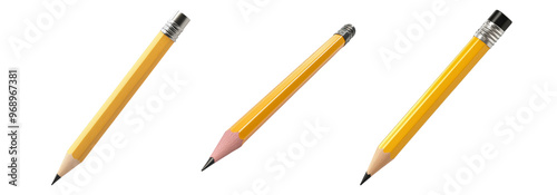 Variety pencil set isolated on transparent background. Different styles of pencils for art and education themes