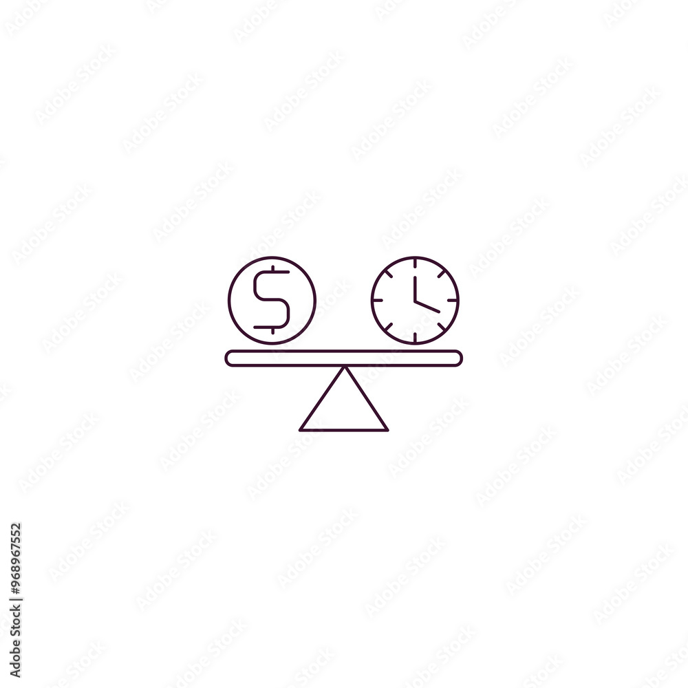 time balance outline icon. Linear vector from human resources concept. Thin line time balance icon isolated on white background