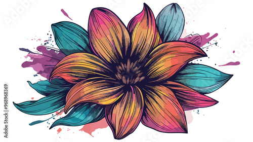 Vibrant Abstract Flower Head Vector Illustration