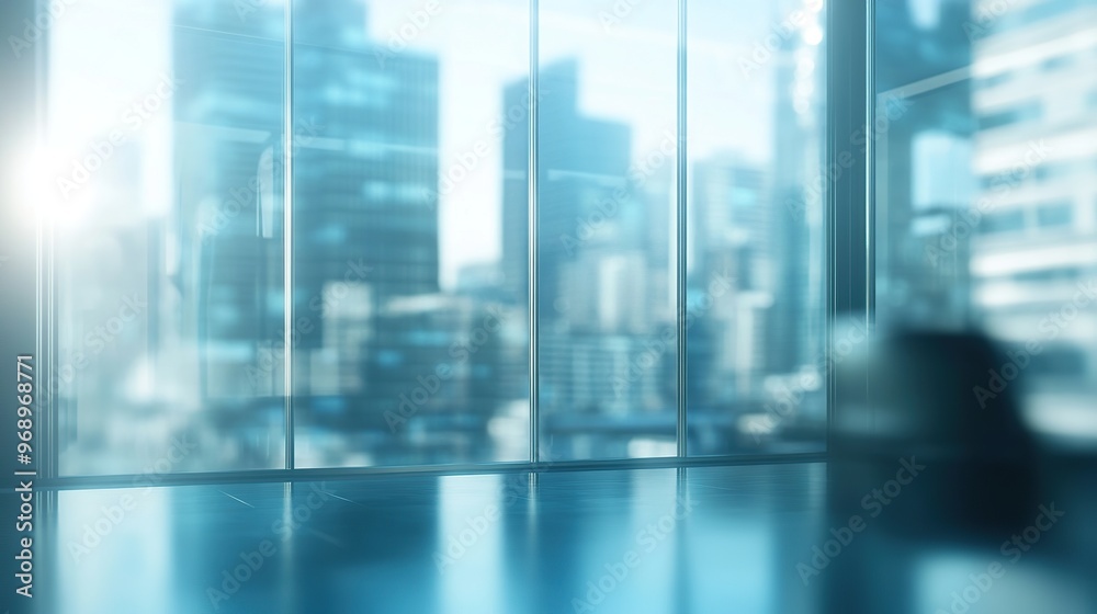 Blurred empty open space office. Modern business and finance presentation background