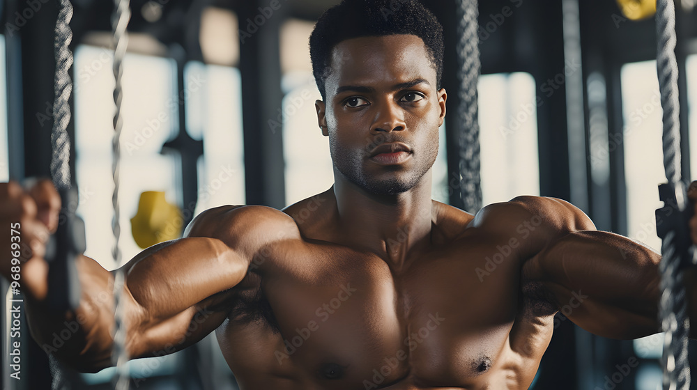 A fitness enthusiast performing cable crossovers focusing on chest muscle activation.