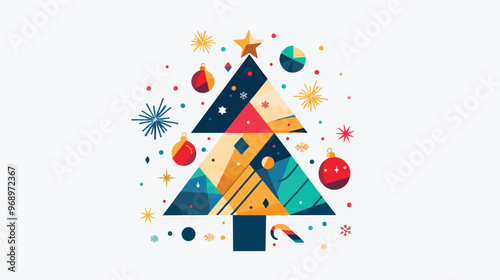 Abstract Geometric Christmas Tree Illustration - Festive Holiday Design Concept
