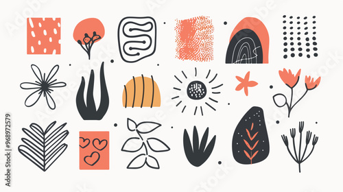 Abstract Hand Drawn Geometric Doodle Shapes Collection