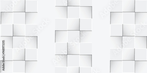 Random shifted white cube boxes block background wallpaper banner with copy space. vektor