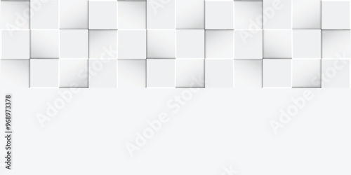 Random shifted white cube boxes block background wallpaper banner with copy space