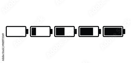 battery percentage charging icon vector design simple black white color flat modern illustration collections sets