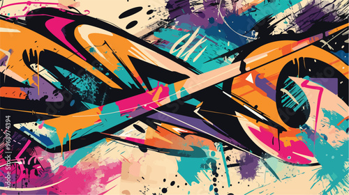 Vibrant Abstract Graffiti on Grunge Background