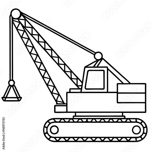 dragline excavator machine outline coloring book page line art drawing