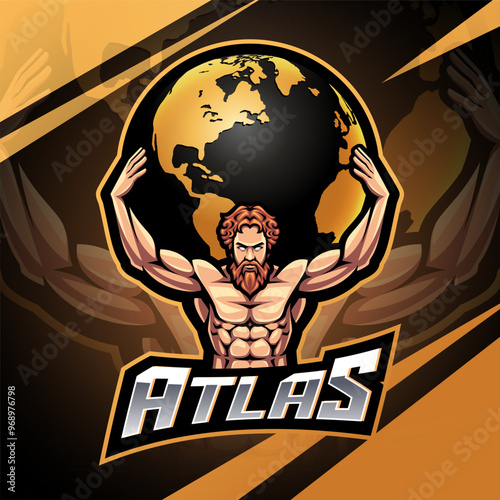 Atlas esport mascot logo design