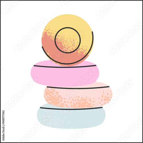 Set of Natural Handmade circle Soap Bars. Artisanal organic cleansing cosmetic.  Transparent background