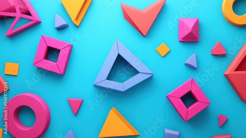 Free Download Colorful Geometric Shapes on a Blue Background - GFXLoad