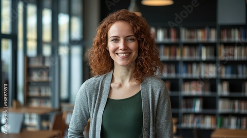 The Smiling Woman in Library