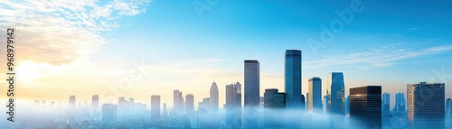 Hazy Skyline, Urban Air Pollution Crisis and Climate Change Concept with Text Space