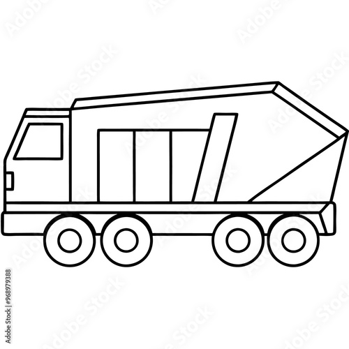 dump trailer machine outline coloring book page line art drawing