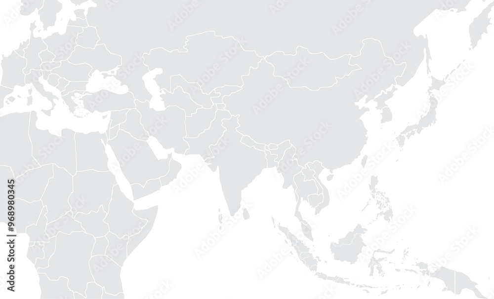 Illustration of a Colored map of Asia.Asia map on white background. East Asia template with continents.Grey blank Asia map.vector grey isolated on white background. Flat Earth, Globe world map icon. Illustration of a Colored map of Asia.Asia map on white background. East Asia template with continents.Grey blank Asia map.vector grey isolated on white background. Flat Earth, Globe world map icon.