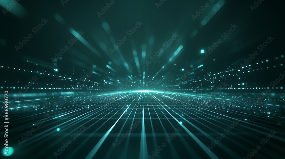 custom made wallpaper toronto digitalA futuristic digital landscape with abstract lines and particles, creating a vibrant illusion of depth and motion.
