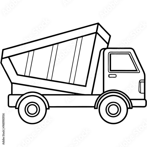 dump truck outline coloring book page line art drawing