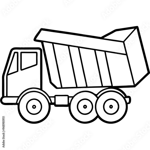 dump truck outline coloring book page line art drawing