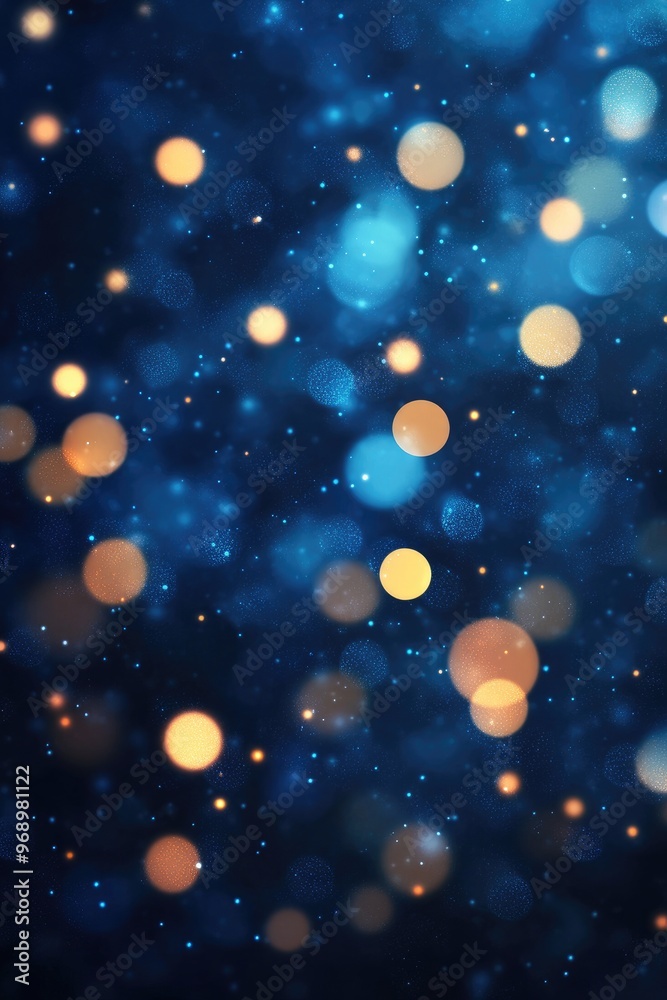 Festive Background with Fireworks and Bokeh Lights on Dark Blue, New Year Banner Poster Design Festive Background with Fireworks and Bokeh Lights on Dark Blue, New Year Banner Poster Design