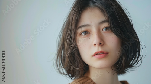 ショートボブが似合う若い女性のファッションモデル