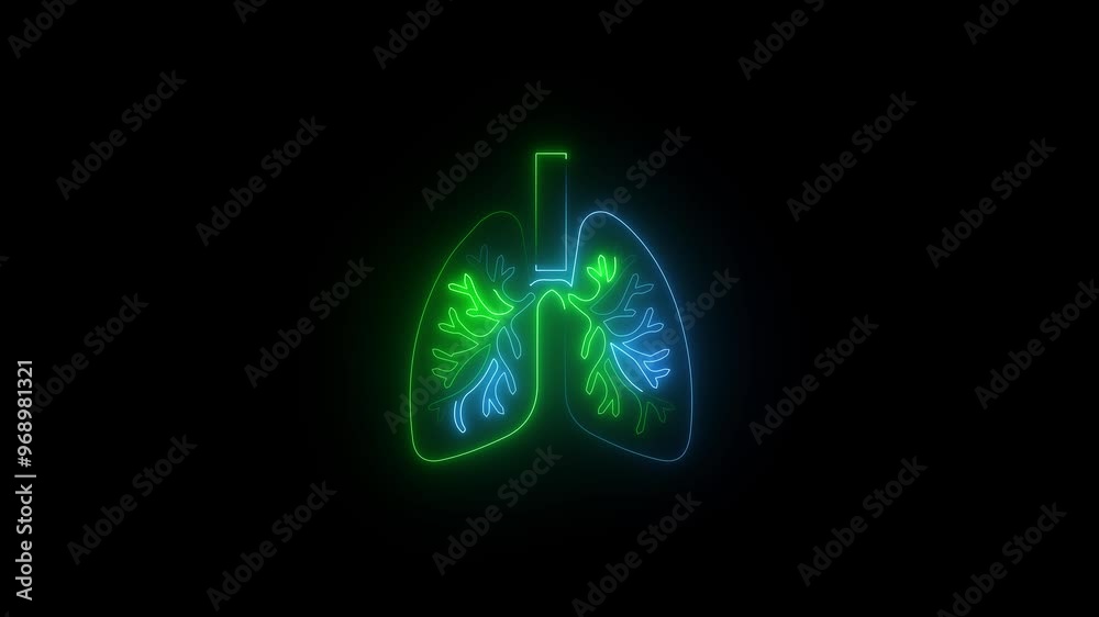 The appearance of the green neon symbol lungs. Glowing neon line Lungs icon isolated on black background. neon line lungs icon. The appearance of the green neon symbol lungs. Glowing neon line Lungs icon isolated on black background. neon line lungs icon.