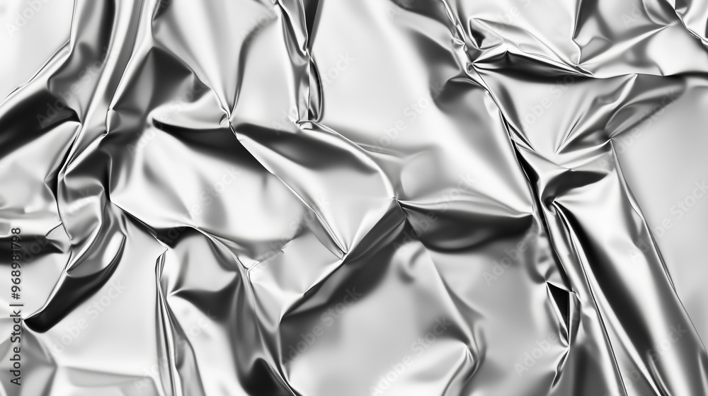 Crumpled silver metal with a smooth and shiny surface. Crumpled silver metal with a smooth and shiny surface.