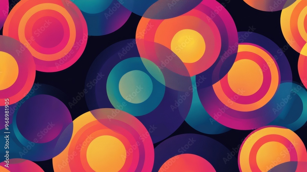 Colorful concentric circles on a dark background Colorful concentric circles on a dark background