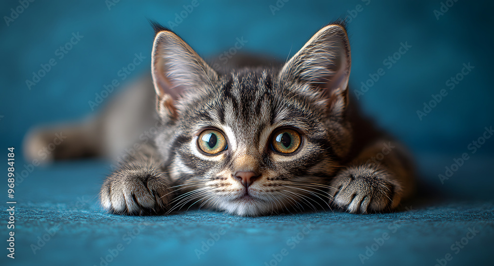 “Photo of a Grey Tabby Cat Relaxing on a Blue Background, Capturing a Peaceful and Calm Moment, Showcasing the Charm and Grace of Feline Elegance in a Serene Setting”
“Photo of a Grey Tabby Cat Relaxing on a Blue Background, Capturing a Peaceful and Calm Moment, Showcasing the Charm and Grace of Feline Elegance in a Serene Setting”