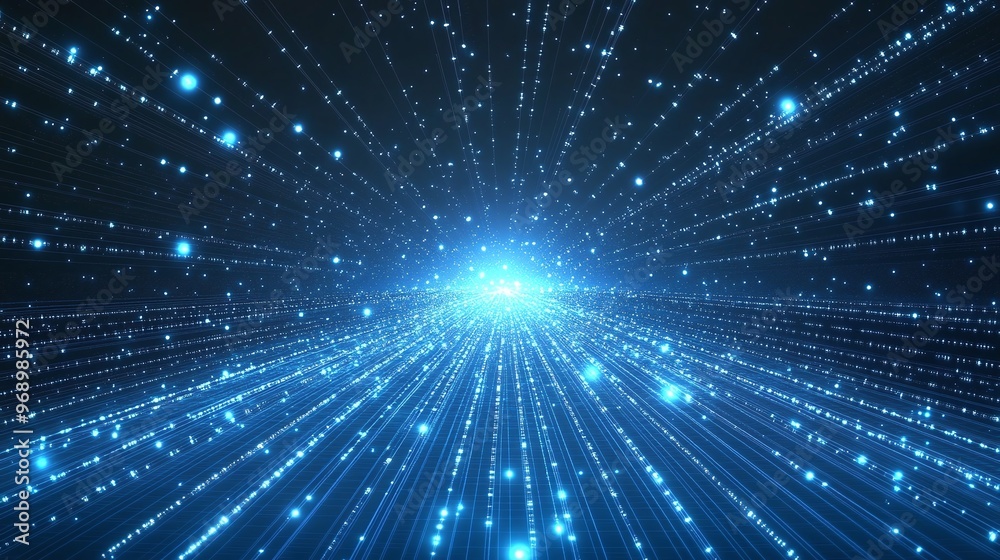 A mesmerizing blue space scene featuring radiant light beams and sparkling particles creating a sense of depth and movement. A mesmerizing blue space scene featuring radiant light beams and sparkling particles creating a sense of depth and movement.