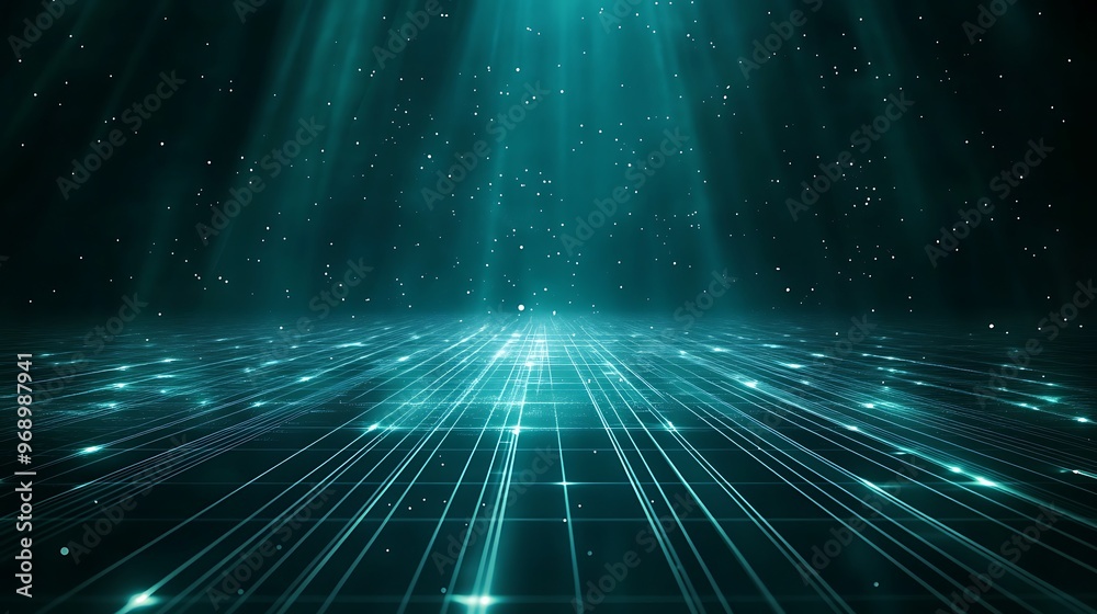 A mesmerizing digital landscape featuring radiant beams of light and a shimmering grid, creating a futuristic atmosphere. A mesmerizing digital landscape featuring radiant beams of light and a shimmering grid, creating a futuristic atmosphere.