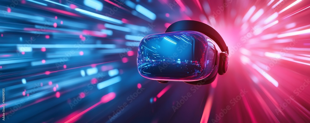 Virtual reality headset with neon lights Virtual reality headset with neon lights