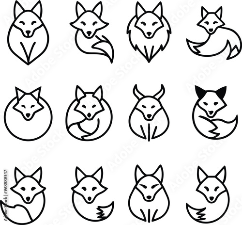 Premium Fox Face Logo Icons Collection