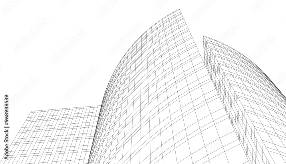 Fototapeta premium architecture building vector 3d drawing