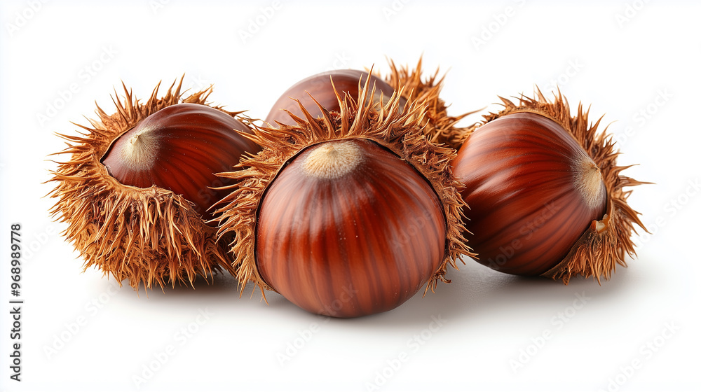 chestnuts with a brown shell and partly the shells with spines are still present chestnuts with a brown shell and partly the shells with spines are still present