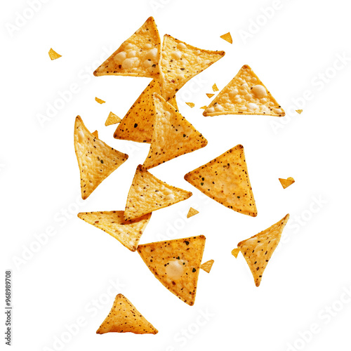 Tasty Nacho or Tortilla Chips Falling Cutout PNG File, Isolated on Transparent Background  Perfect for Product Banners, Social Media Posts, and Cover Designs