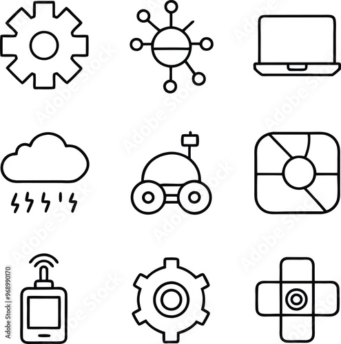 Elegant Tech Symbol Line Art Designs