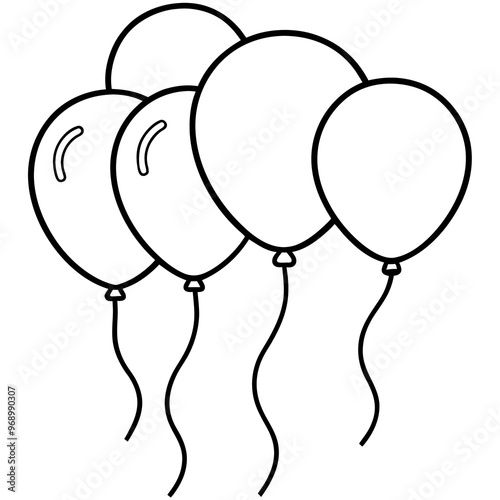 festive balloons outline coloring book page line art drawing