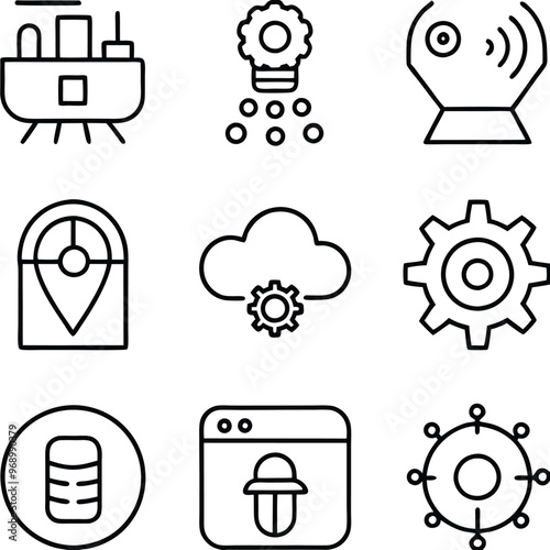 Elegant Tech Symbol Line Art Designs