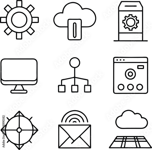 Elegant Tech Symbol Line Art Designs
