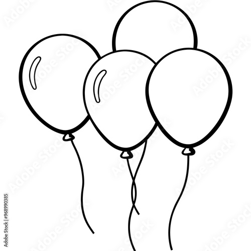 festive balloons outline coloring book page line art drawing